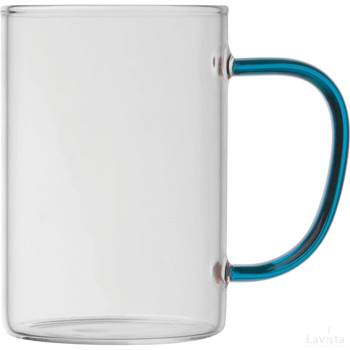 Theeglas met gekleurd oortje blauw