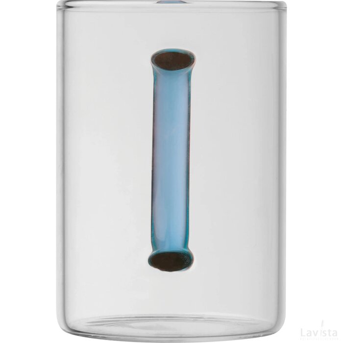 Theeglas met gekleurd oortje blauw