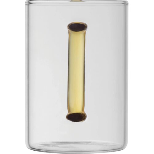 Theeglas met gekleurd oortje geel