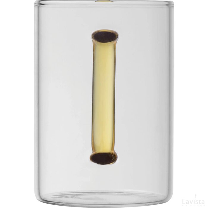 Theeglas met gekleurd oortje geel