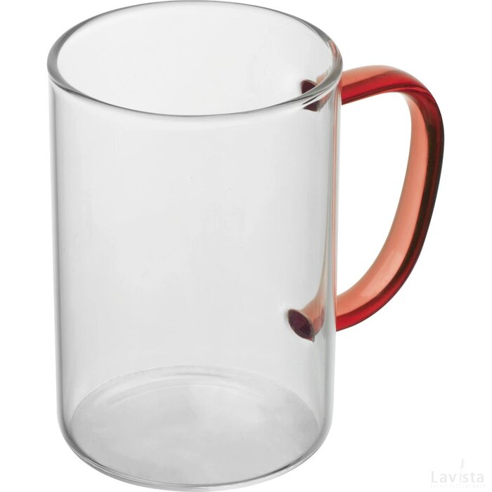 Theeglas met gekleurd oortje rood