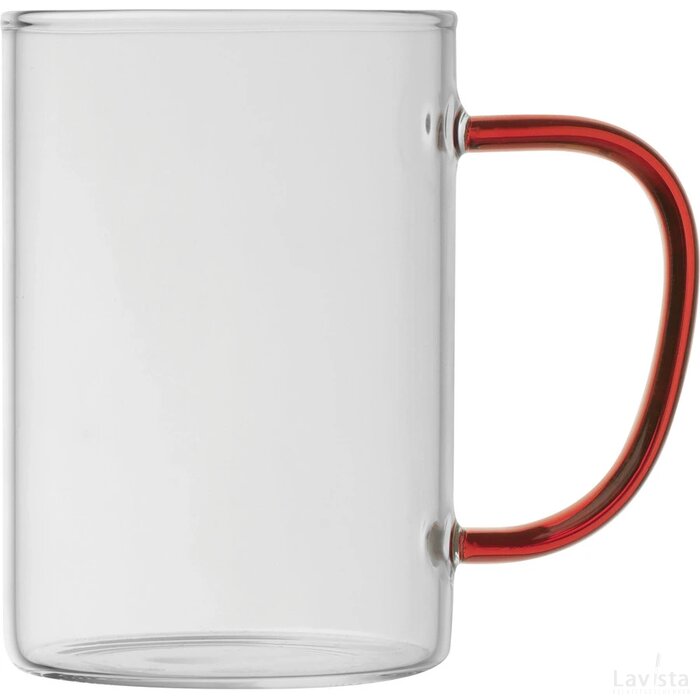 Theeglas met gekleurd oortje rood
