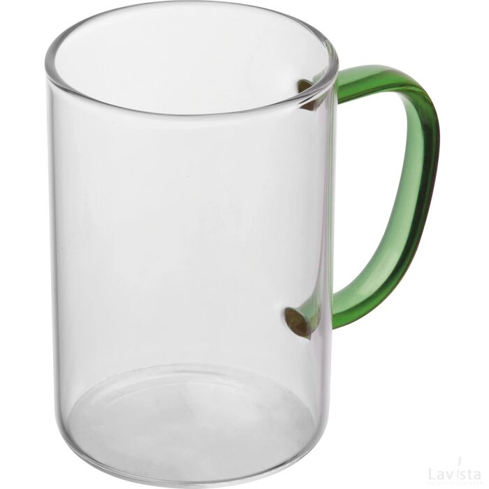 Theeglas met gekleurd oortje groen