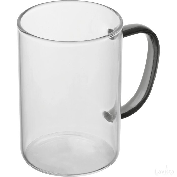 Theeglas met gekleurd oortje zwart