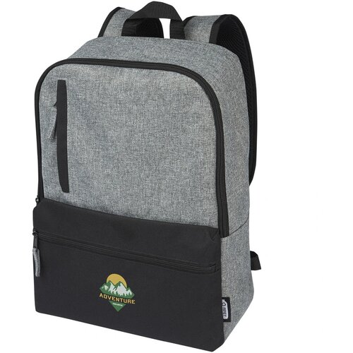 Reclaim GRS gerecyclede tweekleurige 15" laptoprugzak 14 L Zwart/Heather grijs