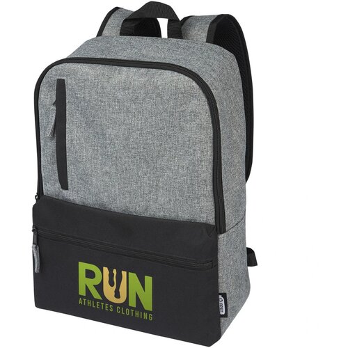 Reclaim GRS gerecyclede tweekleurige 15" laptoprugzak 14 L Zwart/Heather grijs