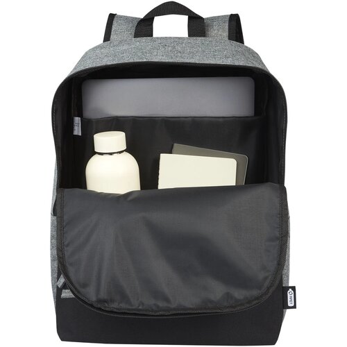 Reclaim GRS gerecyclede tweekleurige 15" laptoprugzak 14 L Zwart/Heather grijs