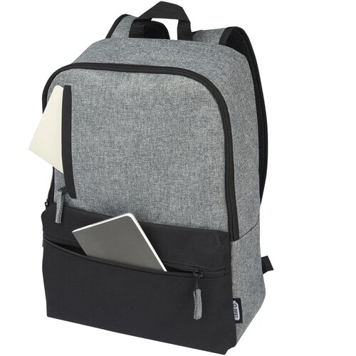 Reclaim GRS gerecyclede tweekleurige 15" laptoprugzak 14 L Zwart/Heather grijs