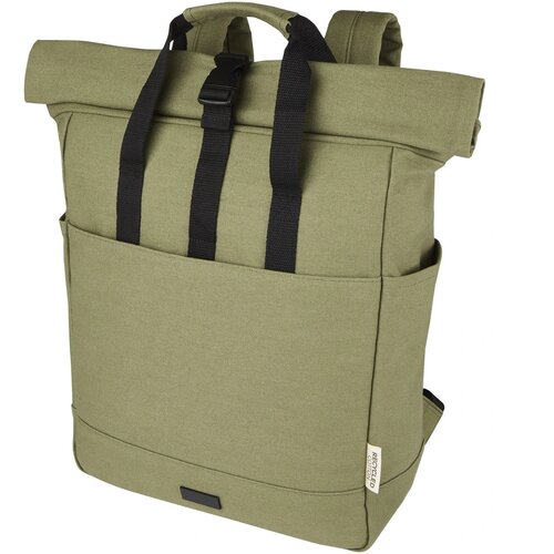 Joey 15 inch GRS gerecyclede canvas rolltop laptoprugzak 15 l Olijf groen