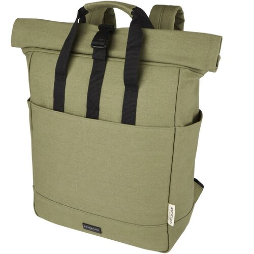 Joey 15 inch GRS gerecyclede canvas rolltop laptoprugzak 15 l Olijf groen