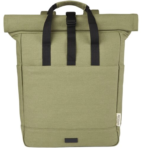Joey 15 inch GRS gerecyclede canvas rolltop laptoprugzak 15 l Olijf groen
