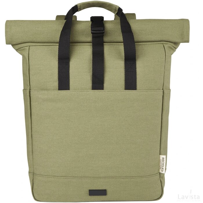 Joey 15 inch GRS gerecyclede canvas rolltop laptoprugzak 15 l Olijf groen
