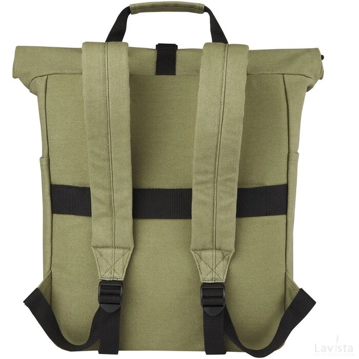 Joey 15 inch GRS gerecyclede canvas rolltop laptoprugzak 15 l Olijf groen