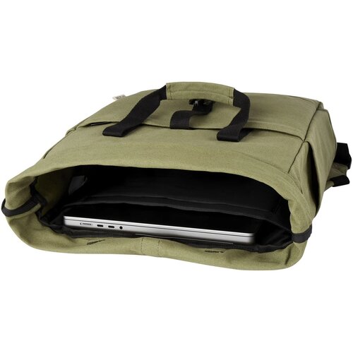 Joey 15 inch GRS gerecyclede canvas rolltop laptoprugzak 15 l Olijf groen
