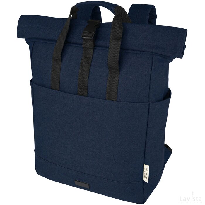 Joey 15 inch GRS gerecyclede canvas rolltop laptoprugzak 15 l Navy