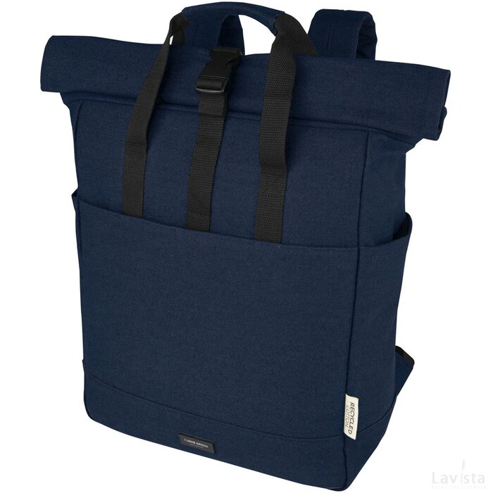 Joey 15 inch GRS gerecyclede canvas rolltop laptoprugzak 15 l Navy