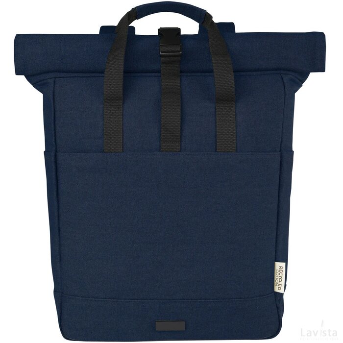 Joey 15 inch GRS gerecyclede canvas rolltop laptoprugzak 15 l Navy