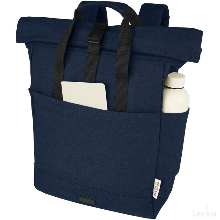 Joey 15 inch GRS gerecyclede canvas rolltop laptoprugzak 15 l Navy