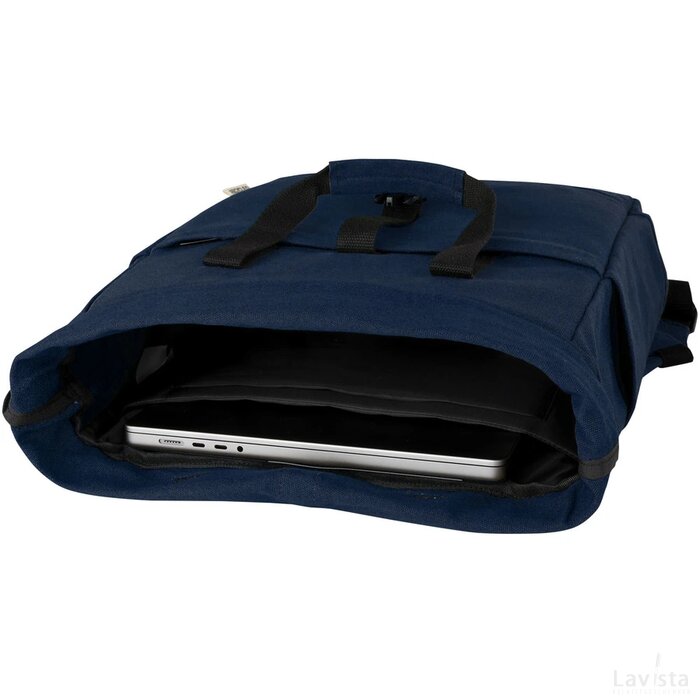 Joey 15 inch GRS gerecyclede canvas rolltop laptoprugzak 15 l Navy