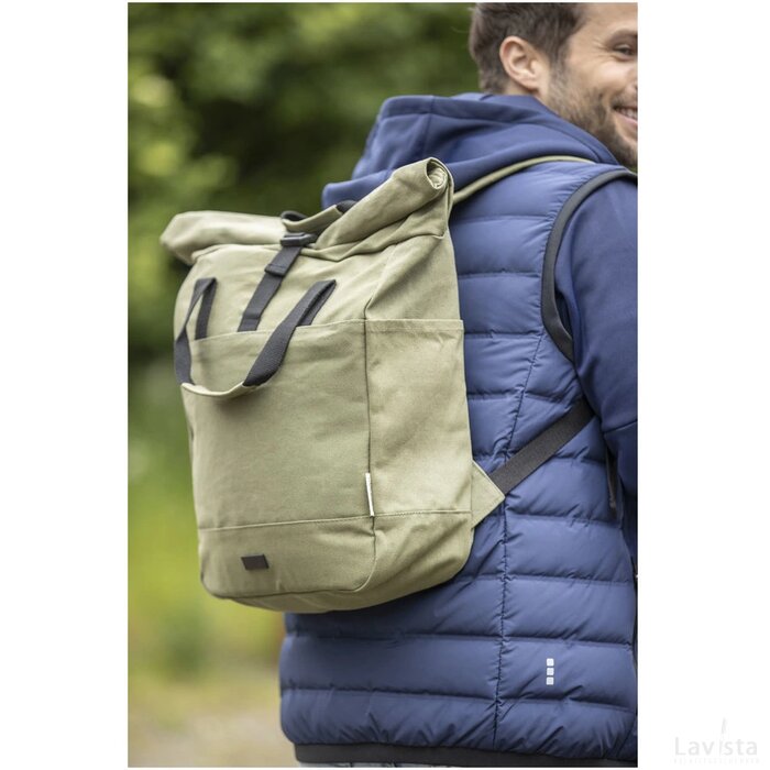 Joey 15 inch GRS gerecyclede canvas rolltop laptoprugzak 15 l Navy