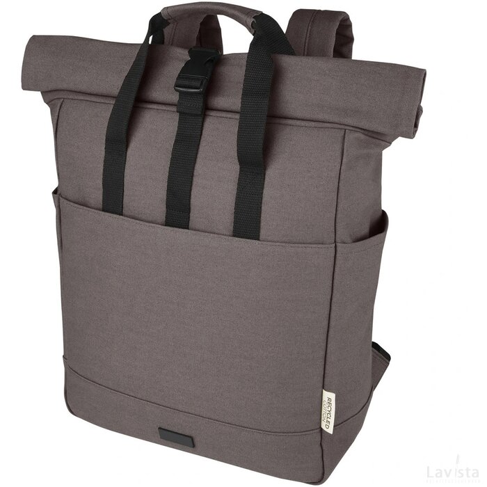 Joey 15 inch GRS gerecyclede canvas rolltop laptoprugzak 15 l Grijs