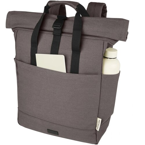 Joey 15 inch GRS gerecyclede canvas rolltop laptoprugzak 15 l Grijs