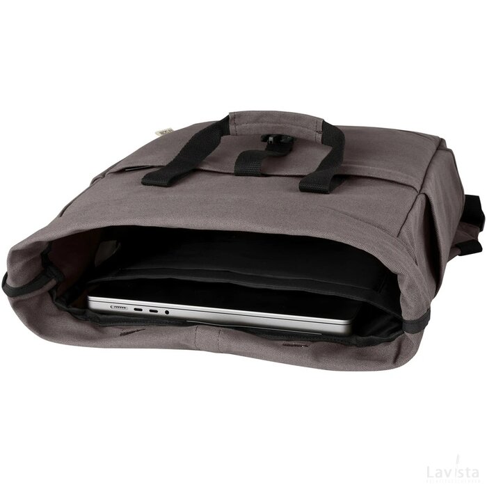 Joey 15 inch GRS gerecyclede canvas rolltop laptoprugzak 15 l Grijs