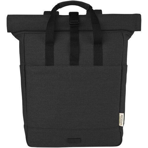Joey 15 inch GRS gerecyclede canvas rolltop laptoprugzak 15 l Zwart