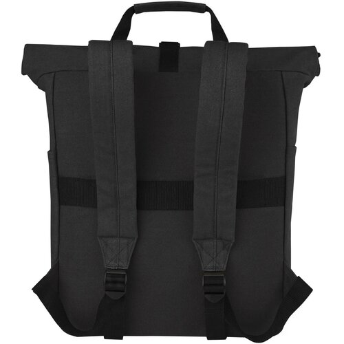 Joey 15 inch GRS gerecyclede canvas rolltop laptoprugzak 15 l Zwart