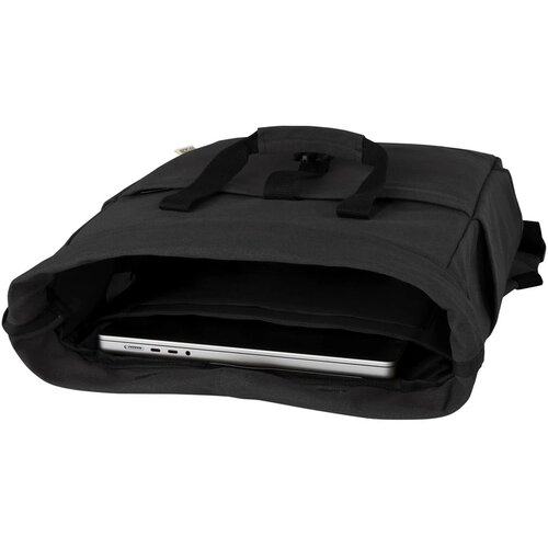Joey 15 inch GRS gerecyclede canvas rolltop laptoprugzak 15 l Zwart