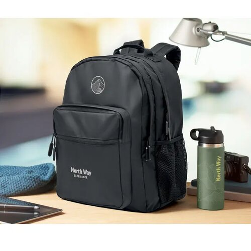 300d rpet laptop rugzak Valley backpack zwart