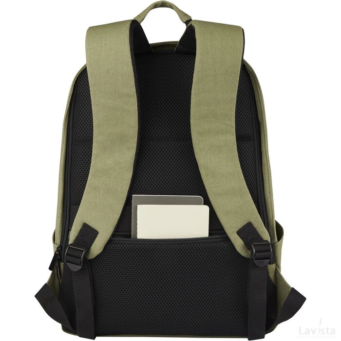 Joey 15,6 inch GRS gerecyclede canvas antidiefstal laptoprugzak 18 l Olijf groen