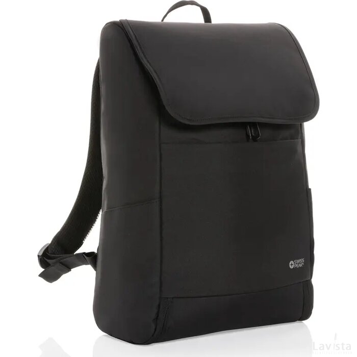 Swiss Peak Fern AWARE™ RPET allover zip 15" laptop rugzak zwart