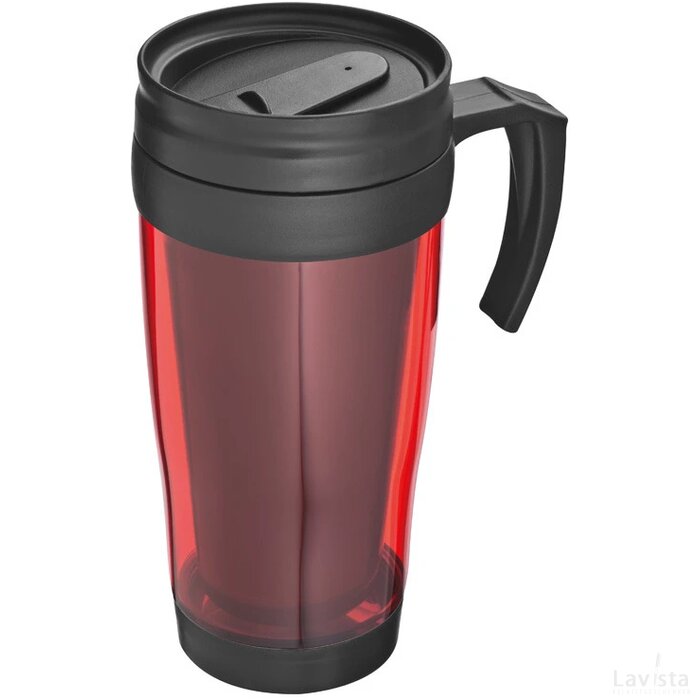 Kunststof drinkbeker met afsluitbare deksel- 0,4L Sandau rood