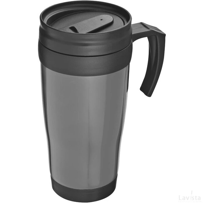 Kunststof drinkbeker met afsluitbare deksel- 0,4L Sandau grijs silvergrey zilvergrijs