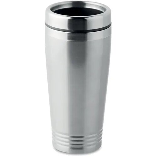 Dubbel wandige reisbeker Rodeo colour mat zilver 400 ml