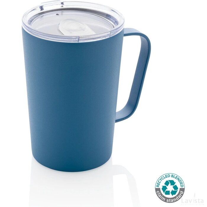 RCS gerecycled roestvrijstalen moderne vacuümmok met deksel blauw