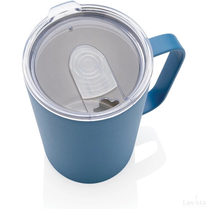 RCS gerecycled roestvrijstalen moderne vacuümmok met deksel blauw
