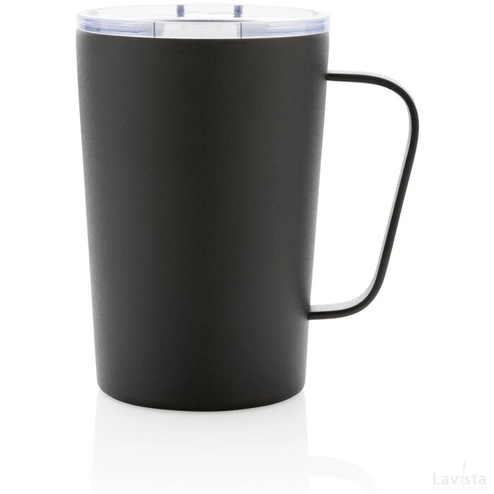 RCS gerecycled roestvrijstalen moderne vacuümmok met deksel zwart