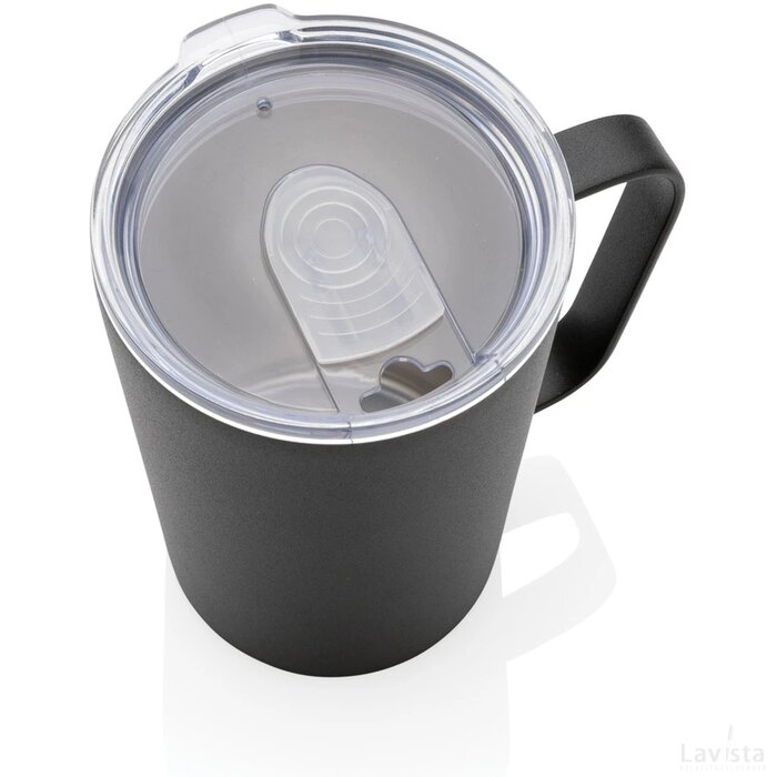 RCS gerecycled roestvrijstalen moderne vacuümmok met deksel zwart