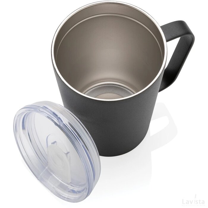 RCS gerecycled roestvrijstalen moderne vacuümmok met deksel zwart