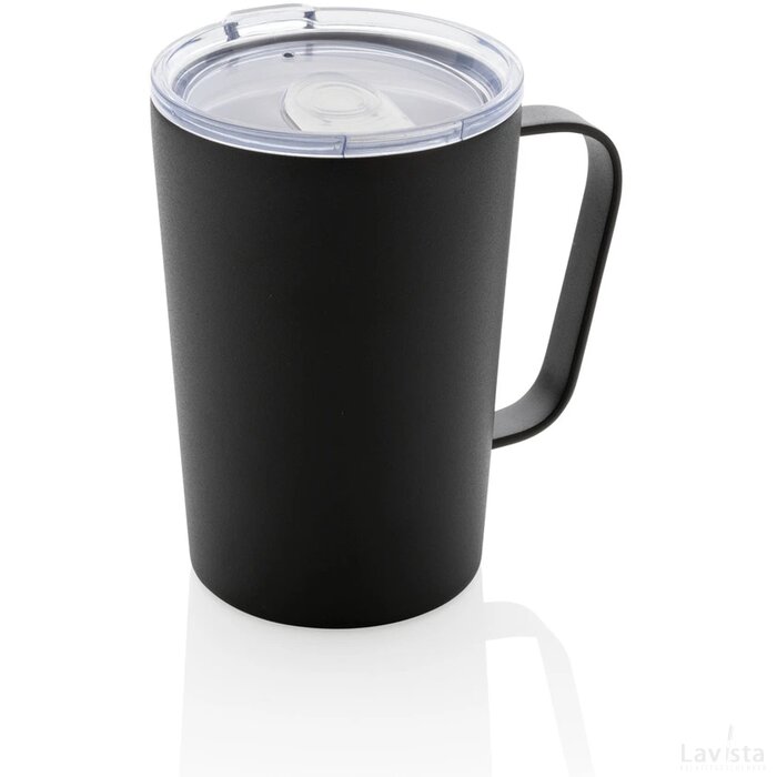 RCS gerecycled roestvrijstalen moderne vacuümmok met deksel zwart