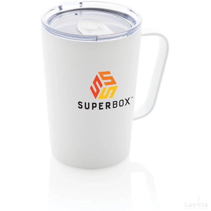 RCS gerecycled roestvrijstalen moderne vacuümmok met deksel wit