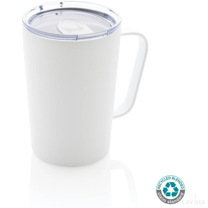 RCS gerecycled roestvrijstalen moderne vacuümmok met deksel wit