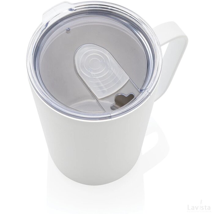 RCS gerecycled roestvrijstalen moderne vacuümmok met deksel wit