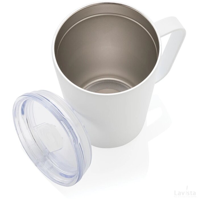 RCS gerecycled roestvrijstalen moderne vacuümmok met deksel wit