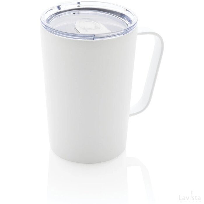 RCS gerecycled roestvrijstalen moderne vacuümmok met deksel wit