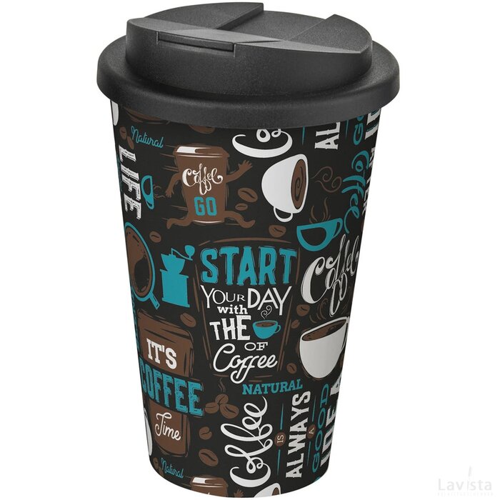 Brite-Americano® 350 ml geïsoleerde beker Wit, Zwart Wit/Zwart