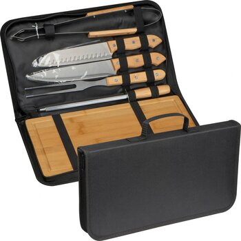 Barbeque set in etui met rits beige
