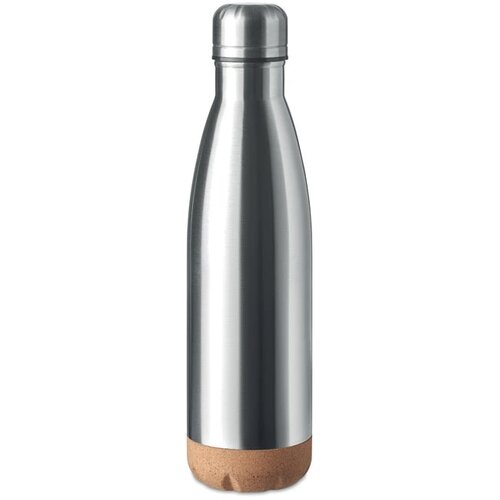 Dubbelwandige fles 500 ml Aspen cork mat zilver